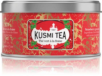 Kusmi tea Strawberry Green Tea / Клубничный зеленый чай Банка, 125гр..