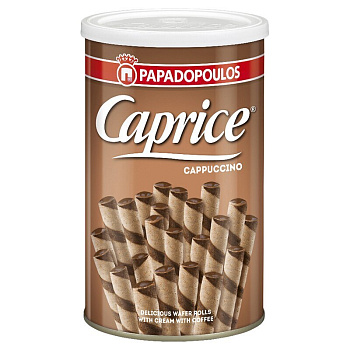 Вафельные трубочки «Caprice» Cappucino, Каприз Капучино, 250г, банка