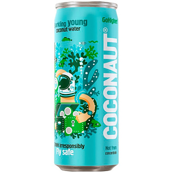 Натуральная кокосовая вода «Coconaut» 0.32л, газ, банка