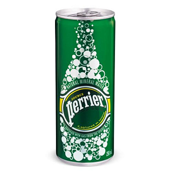 Минеральная вода с газом Perrier, Перье 0.25 в банке, 10 шт/уп