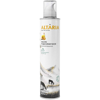 Масло «Altaria»  Подсолнечное фасованное в  в аэрозольный баллон рафинированное дезодорированное высший сорт, 0,25л