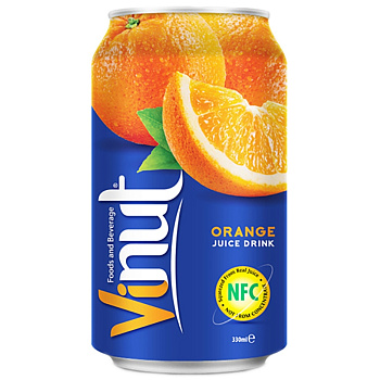 Напиток сокосодержащий Vinut Orange, Винут Апельсин 0,33 л, 24 шт/уп