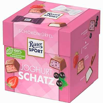 Шоколадные конфеты «Ritter Sport» Joghurt Schatz, Клубничный Йогурт 176г, (розовый) коробка