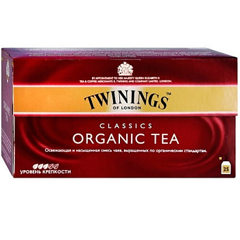 Черный чай «Twinings» Classics Organic Tea, Твинингс Органик (25 пакетиков) 50гр. коробка