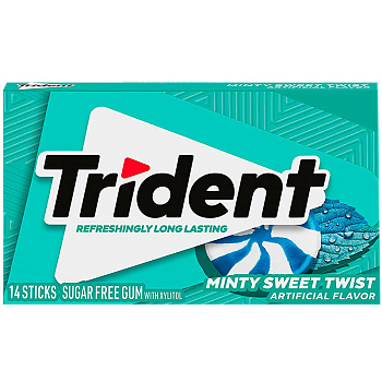 Жевательная резинка «Trident» Minty Sweet Twist, Трайдент Мятно - Сладкий, 26.6г.