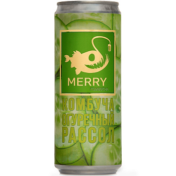 Безалкогольный Напиток Merry Kombucha, Огуречный Рассол, 0.33л, ж/б