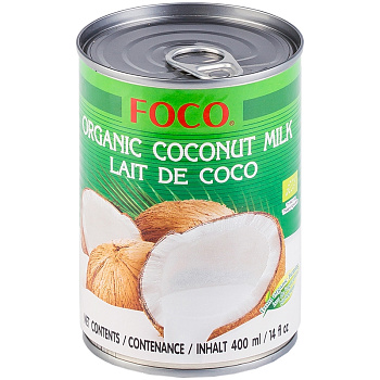 Органическое Кокосовое Молоко "Foco" (10-12%), Фоко, 400мл, банка