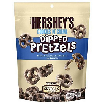 Hershey`s печенье Cookies `N` Creme Dipped Pretzels 120 гр, 12 шт/уп