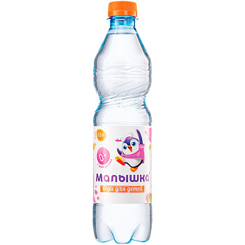 Детская минеральная вода Малышка 0,5 л, ПЭТ, синяя, 12 шт/уп