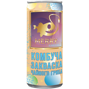 Безалкогольный Напиток Merry Kombucha, Закваска чайного гриба, 0.33л, ж/б