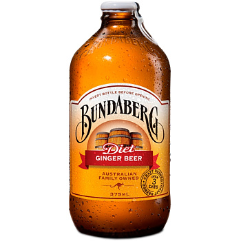 Напиток «Bundaberg» Ginger Beer, Бандаберг - Имбирный напиток, 0.375л, стекло (Низкокалорийная  версия)