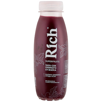 Сок «Rich» Superfruits Малина, Ежевика, Ягоды Асаи, 0.3, пэт.