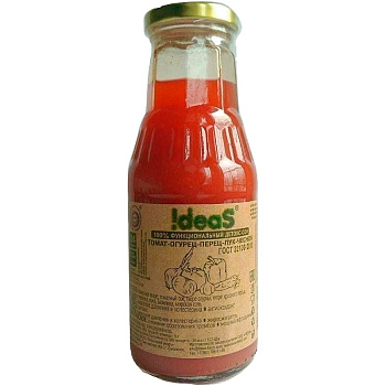 Детокс Cок «Ideas» Томат, Огурец, Перец, Лук, Чеснок, 0.3л, стекло