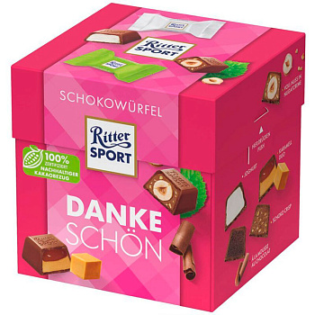 Шоколадные конфеты «Ritter Sport» Schokowurfel Dankeshon, Риттер Спорт Данкешон 176г, коробка
