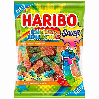 Мармелад «Haribo» Rainbow Wummis Sauer, Харибо Радужные Червяки, 160гр