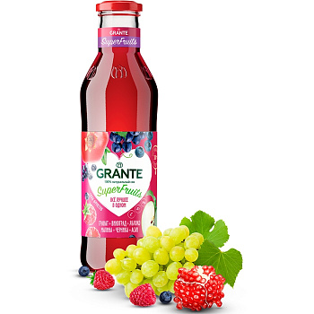 Нектар GRANTE Гранат - Виноград - Яблоко - Малина - Черника - Асаи, 0.75л, стекло