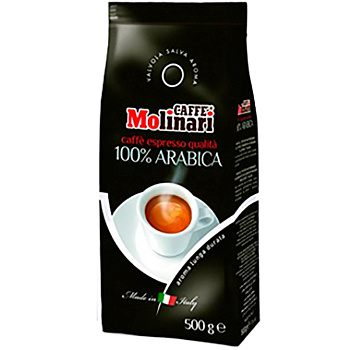 Кофе Molinari Arabica 100%, Молинари Арабика, Зерно, 500гр.