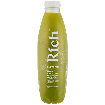 Пюре «Rich» Superfruits Яблоко, Киви, Шпинат, 0.9, пэт.
