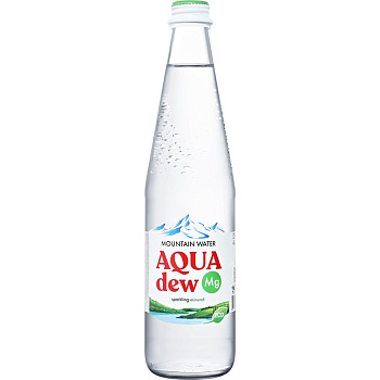 Минеральная вода природная питьевая «Aqua dew», Аква Дью 0.5, с газом, стекло