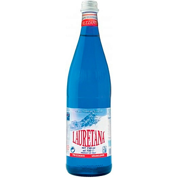 Минеральная вода Lauretana, Лауретана Blue Glass 0.75л.*6 шт. (Стекло) С газом