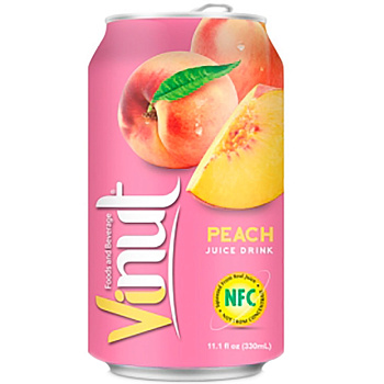 Напиток сокосодержащий Vinut Peach, Винут Персик 0,33 л, 24 шт/уп