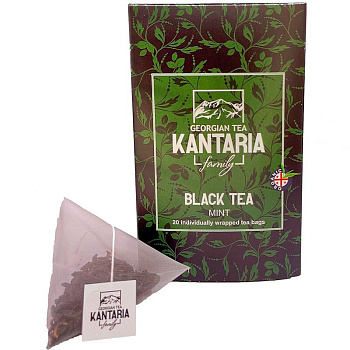 Черный чай «Kantaria» Mint, Кантария Мята, 20 пирамидок, 20гр. коробка