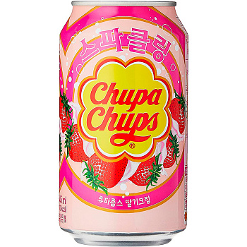 Газированный напиток «Chupa Chups», Чупа Чупс Клубника 0.345л, банка