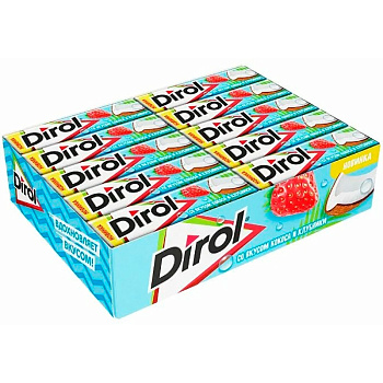 Жевательная резинка «Dirol», Кокос, Клубника, 13.6г x 30шт.