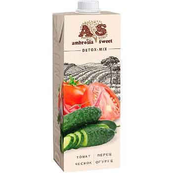 Детокс сок «Ambrosia Sweet» Томат, Перец, Чеснок, Огурец 1л, tetra pak