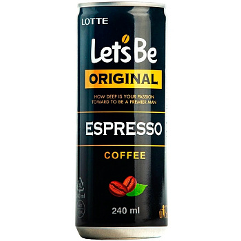 Кофейный Напиток «Lotte» Let's be Original Espresso, Лотте Летс Би Ориджинал Эспрессо 240мл ж/б