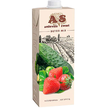 Детокс сок «Ambrosia Sweet» Клубника, Огурец 1л, tetra pak