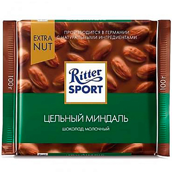 Шоколад молочный «Ritter Sport», с цельным миндалем, 100г x 11шт.