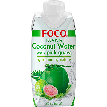 Кокосовая вода с соком розовой гуавы "Foco", Фоко 330 мл, tetra pak