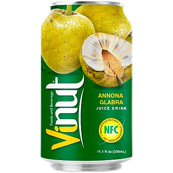 Напиток сокосодержащий Vinut Annona Glabra, Винут Сахарное Яблоко 0,33 л, 24 шт/уп