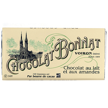 Шоколад молочный «Bonnat» Lait Amandes (Серия: Traditionnelles), 100гр