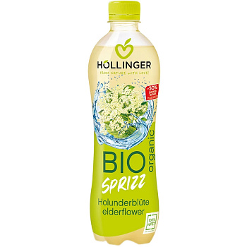 Напиток «Hollinger» Bio Holunderblute Elderflower Sprizz, Хеллингер Био Холундерблуте Элдерфлауэр с экстрактом цветов Бузины, 0.5л, газ, пэт