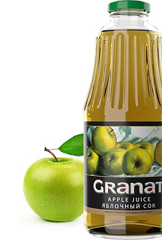 Сок яблочный GRANAT прямого отжима неосветл. 1 литр