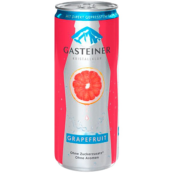 Минеральная вода Гаштайнер (Gasteiner) Кристалклар с газом, сок грейпфрут 0.33л банка