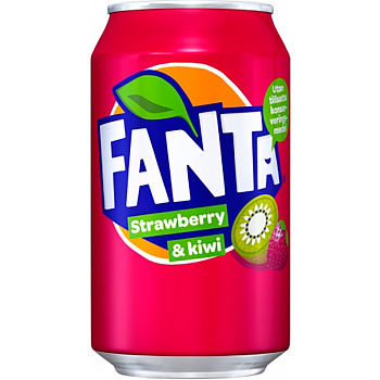 Газированный напиток «Fanta» Strawberry & Kiwi, Фанта, клубника и киви 0.33л, ж/б (Дания)