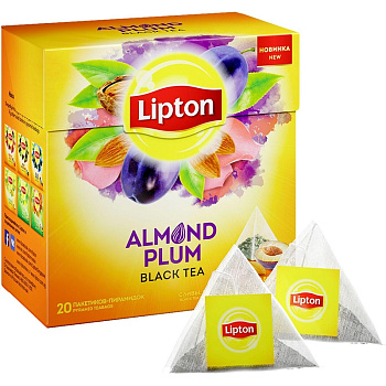 Чай «Lipton», Миндаль, Слива, 20шт, пирамидки