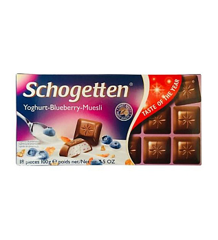 Schogetten Шоколад Yoghurt - Blueberry - Muesli 100 гр, 15 шт/уп