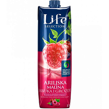 Нектар "Яблоко - Малина - Виноград" т.м. "life Premium", 1л (тетра-пак)