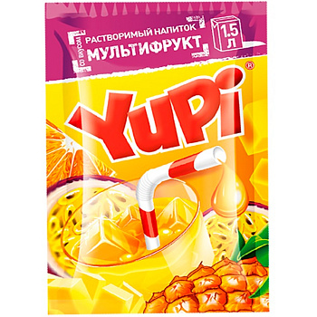 Напиток растворимый Yupi Мультифрукт 15 гр, 24 шт/уп