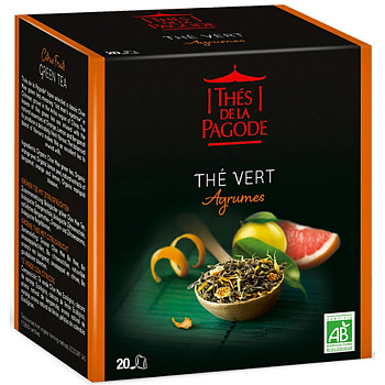 Зеленый чай «Thes De La Pagode» Vert Agrumes (Bio), 20 пакетов