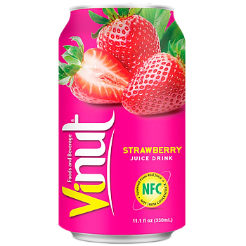 Напиток сокосодержащий Vinut Strawberry (Клубника) 0,33 л, 24 шт/уп
