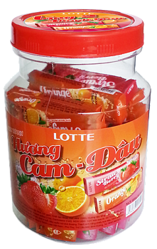 Жев. рез. Stick Gum Jar Fruit, ассорти: клубника, апельсин, банка 25 шт. 337,5 гр