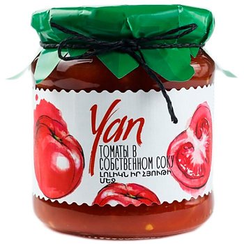 Томаты в собственном соку «Yan», Ян 0.45 литра