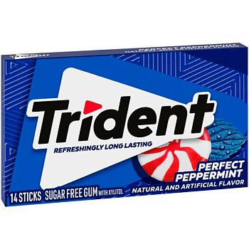Жевательная резинка «Trident» Perfect Peppermint, Трайдент Перечная Мята, 26.6г.